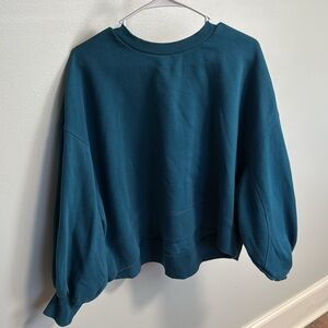 Zenana balloon sleeve semi cropped sweatshirt